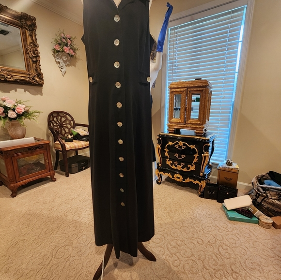 Virgo Midi Black Linen Halter Dress Size 16 Spring Summer - Picture 9 of 11